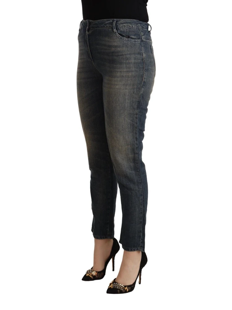 Blue Washed Cotton Cropped Capri Women Denim Jeans alternative