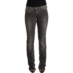 Gray Washed Low Waist Straight Denim Jeans