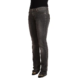 Gray Washed Low Waist Straight Denim Jeans