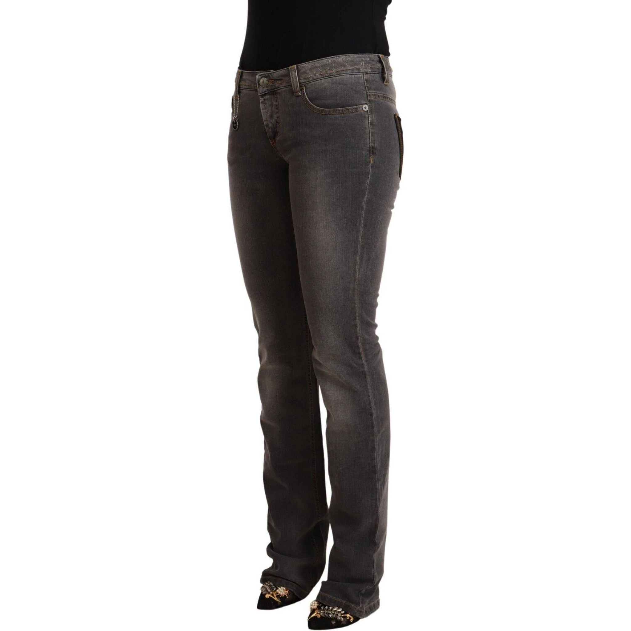 Gray Washed Low Waist Straight Denim Jeans