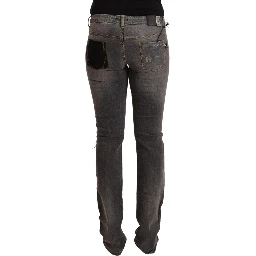Gray Washed Low Waist Straight Denim Jeans