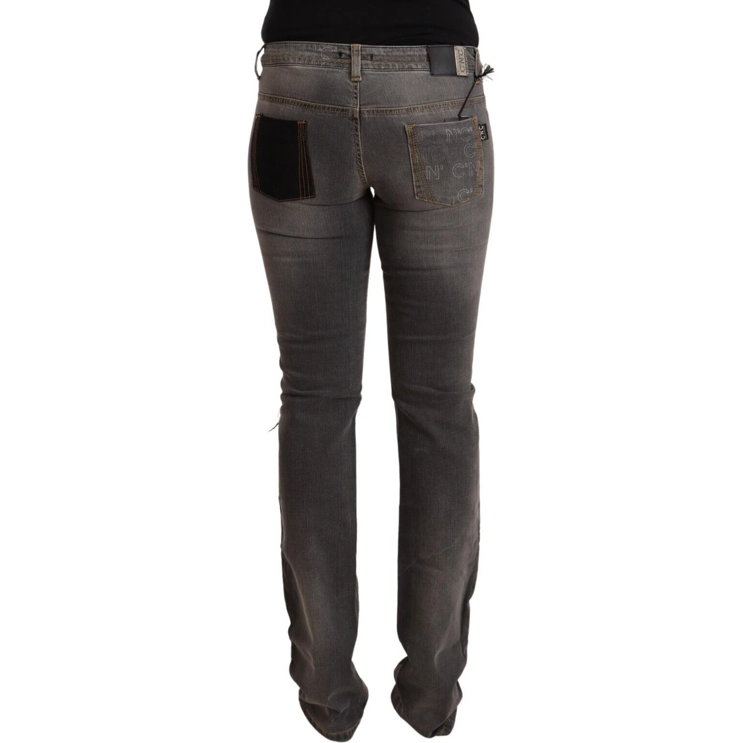 Gray Washed Low Waist Straight Denim Jeans