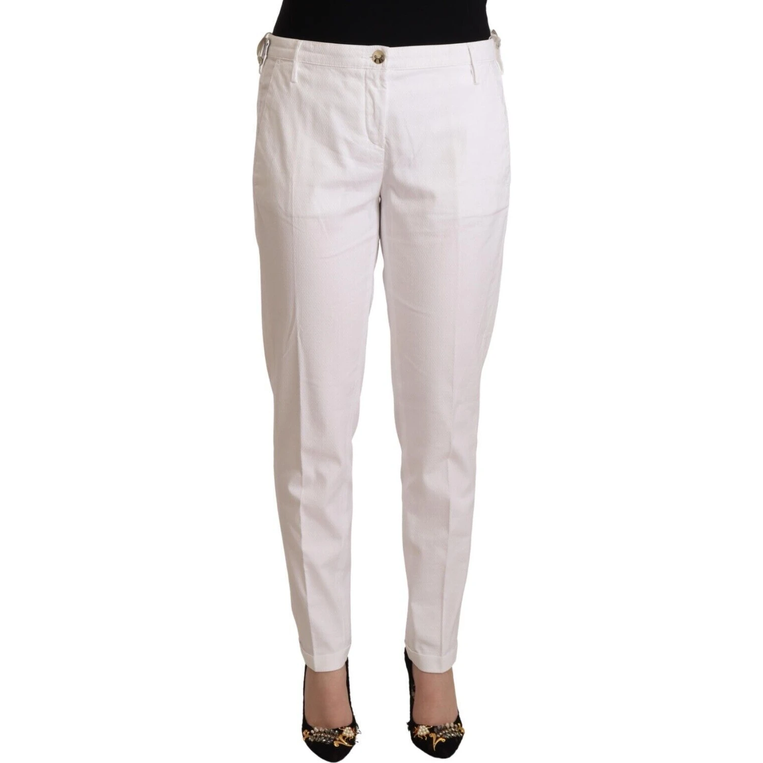 White Mid Waist Tapered Birgitte Pants