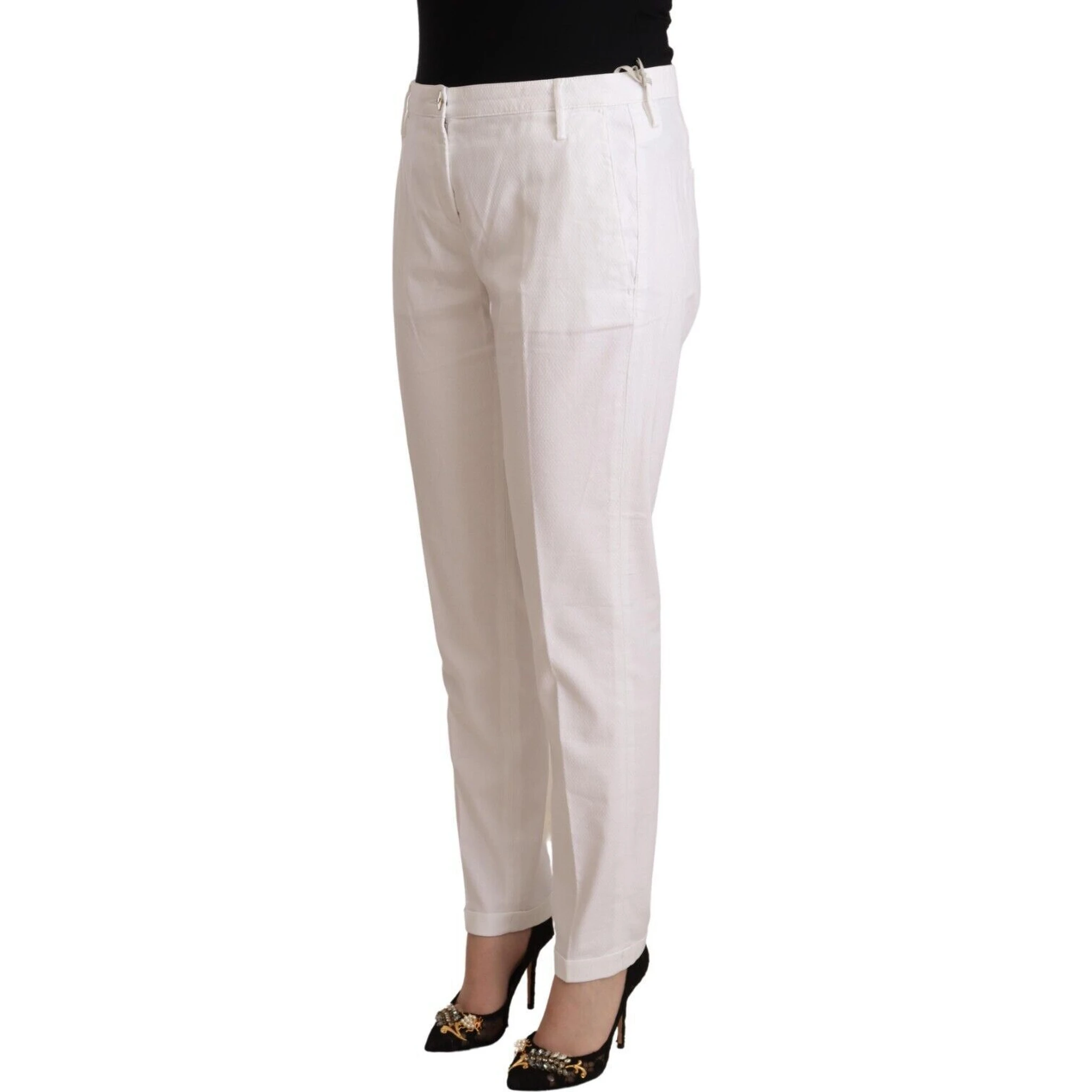 White Mid Waist Tapered Birgitte Pants