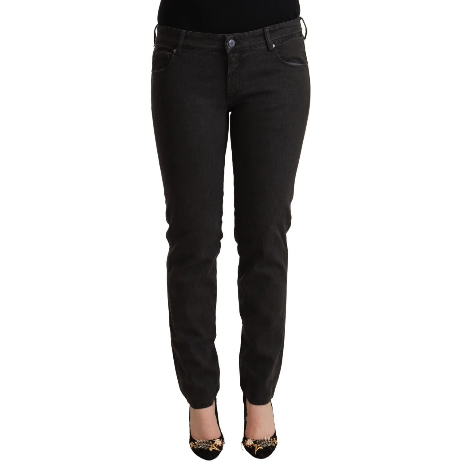 Black Low Waist Skinny Denim Cotton Jeans