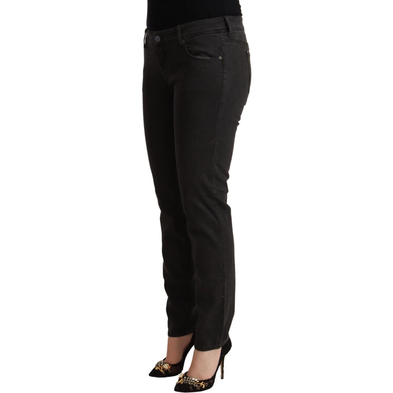 Black Low Waist Skinny Denim Cotton Jeans