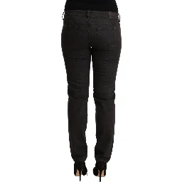 Black Low Waist Skinny Denim Cotton Jeans