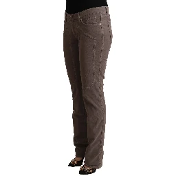 Brown Cotton Low Waist Iconic Patches Leg Denim Jeans