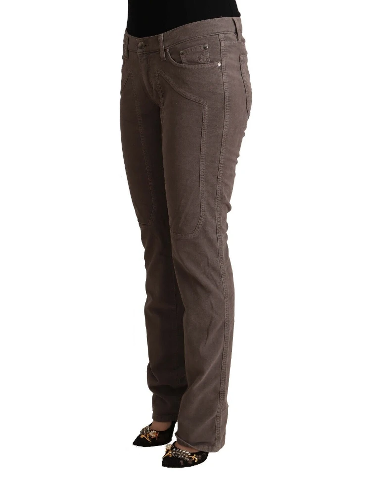 Brown Cotton Low Waist Iconic Patches Leg Denim Jeans alternative