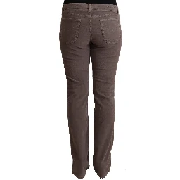 Brown Cotton Low Waist Iconic Patches Leg Denim Jeans