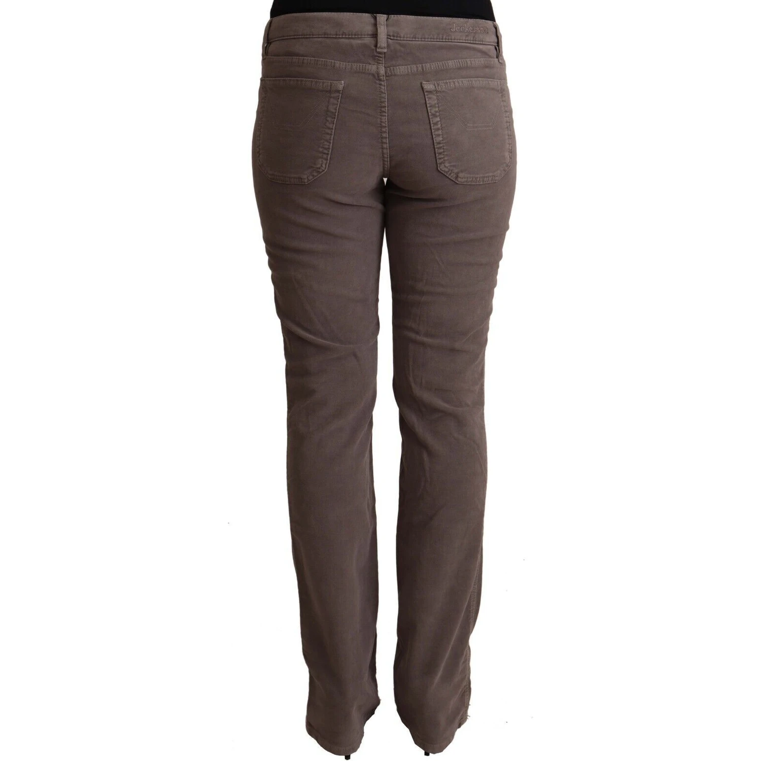 Brown Cotton Low Waist Iconic Patches Leg Denim Jeans