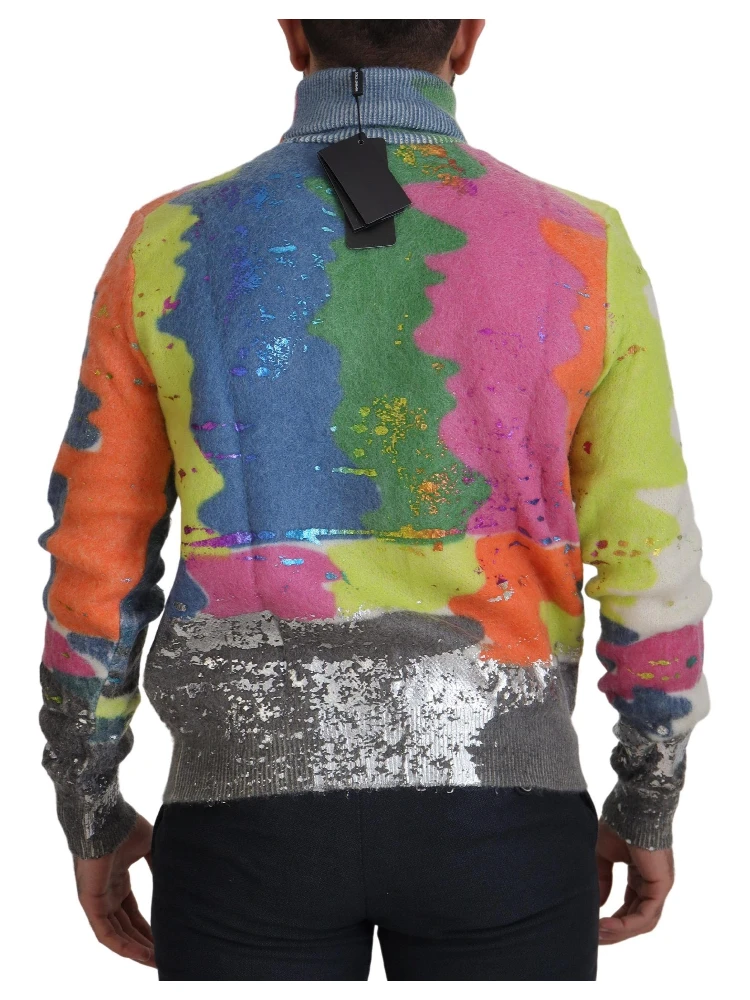 Multicolor Turtleneck Pullover Mohair Sweater alternative