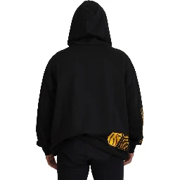 Black Cotton Hooded DG Shield Pullover Sweater
