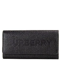 Porter Black Grained Leather Branded Logo Embossed Clutch Flap Wallet