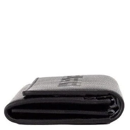 Porter Black Grained Leather Branded Logo Embossed Clutch Flap Wallet