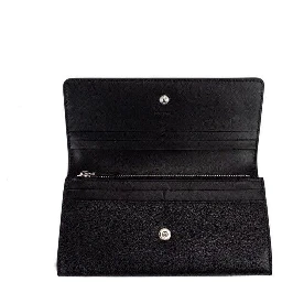 Porter Black Grained Leather Branded Logo Embossed Clutch Flap Wallet