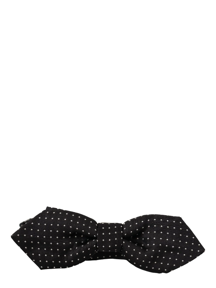 Black White Polka Dot Adjustable Neck Papillon Bow Tie