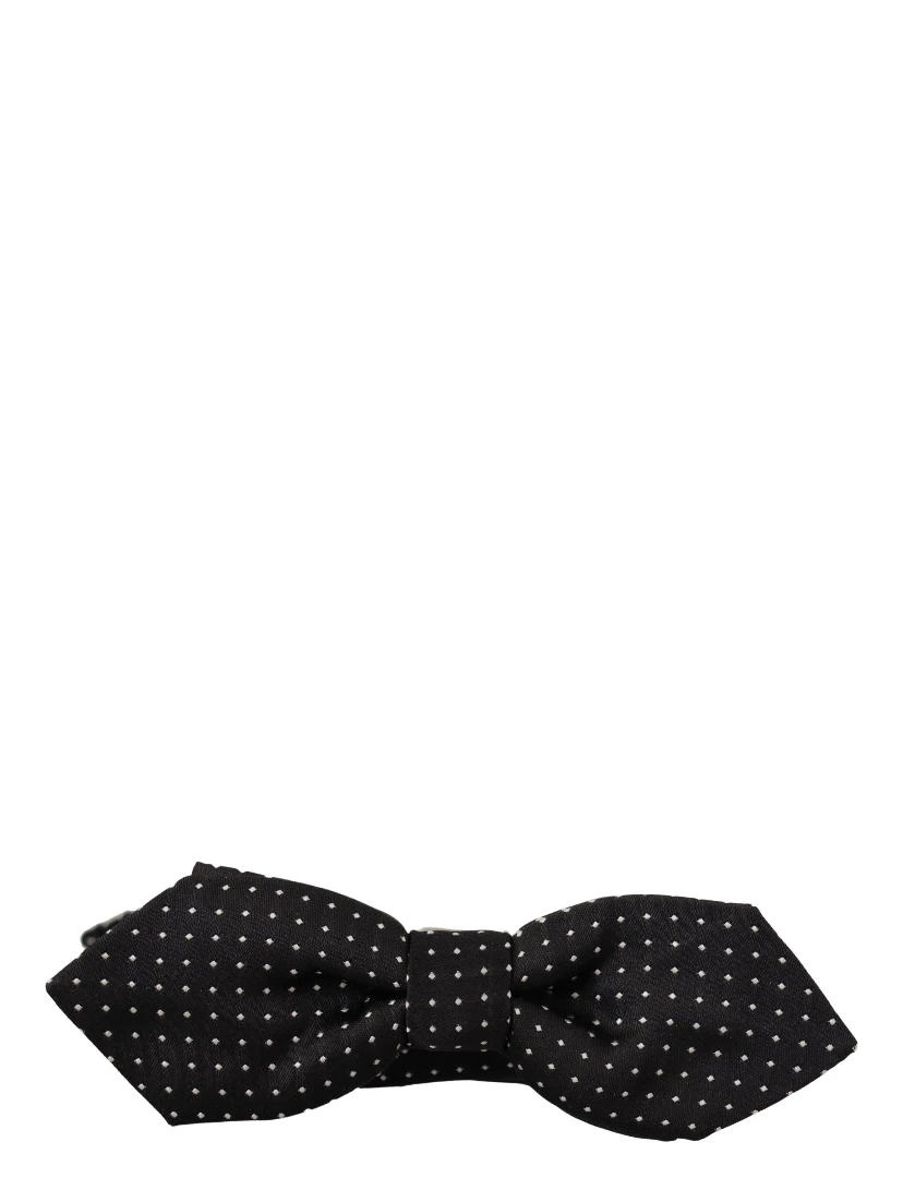 Black White Polka Dot Adjustable Neck Papillon Bow Tie