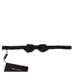 Black White Polka Dot Adjustable Neck Papillon Bow Tie