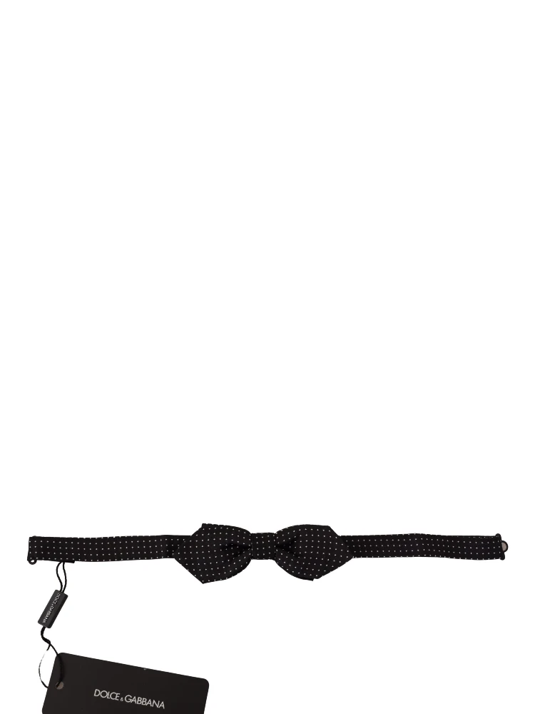 Black White Polka Dot Adjustable Neck Papillon Bow Tie alternative