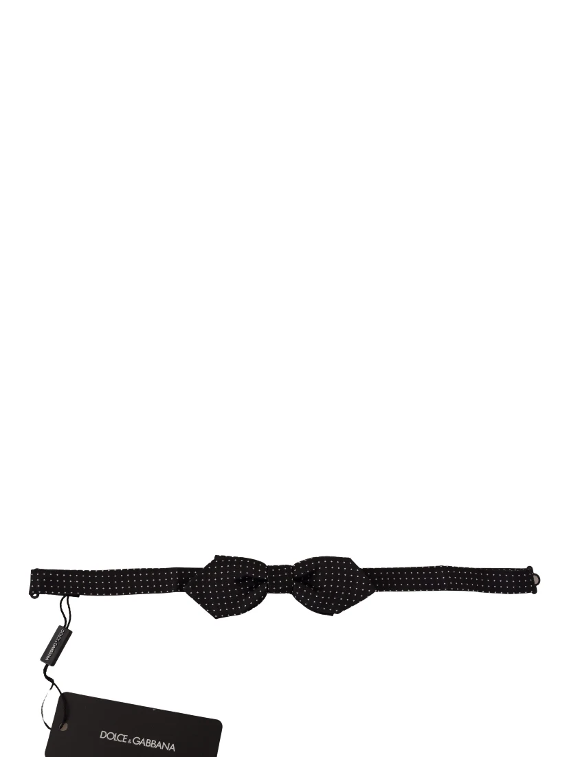 Black White Polka Dot Adjustable Neck Papillon Bow Tie