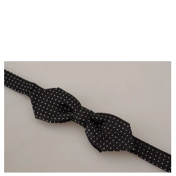 Black White Polka Dot Adjustable Neck Papillon Bow Tie