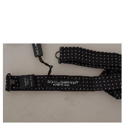 Black White Polka Dot Adjustable Neck Papillon Bow Tie