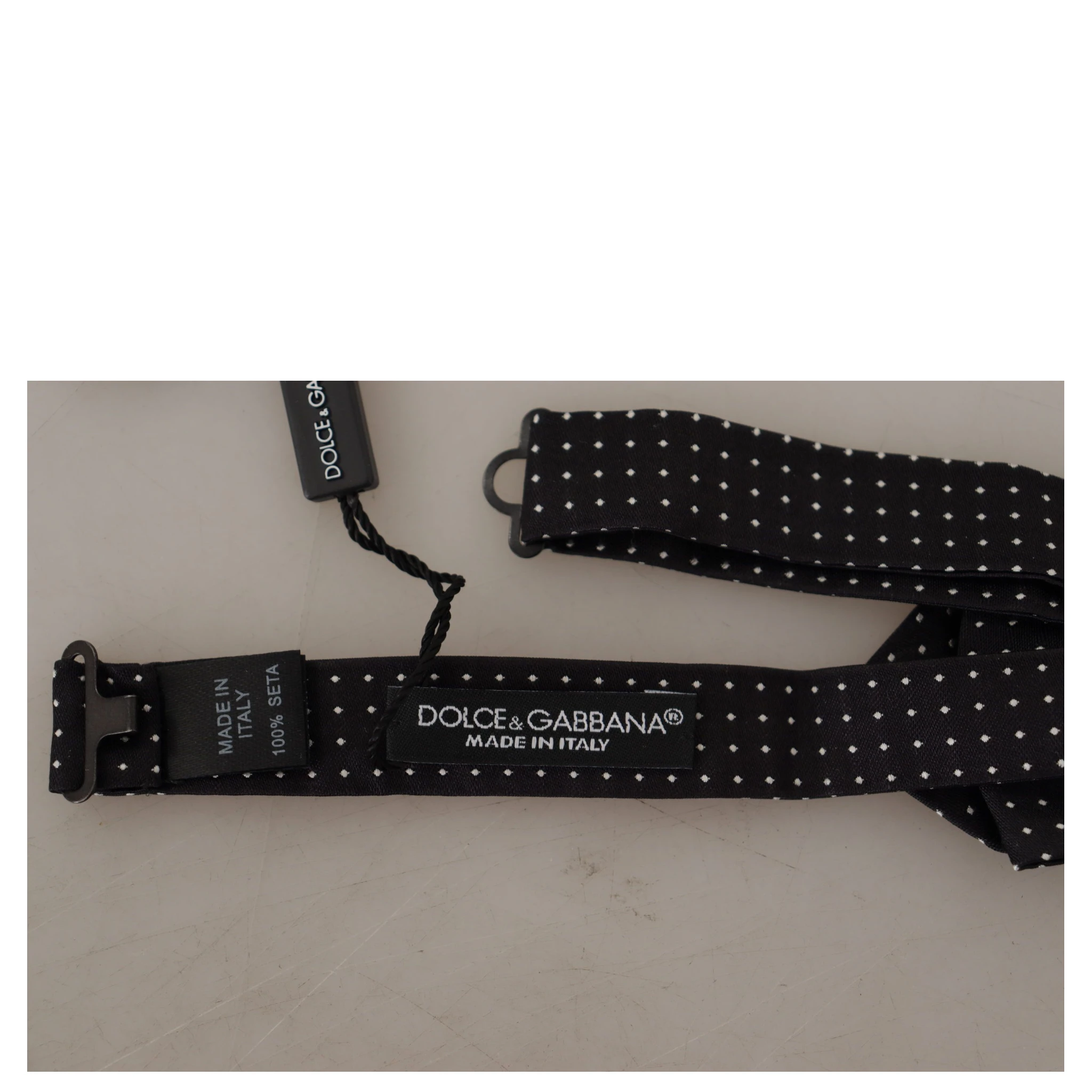 Black White Polka Dot Adjustable Neck Papillon Bow Tie