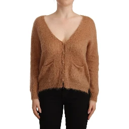 Brown Cardigan V-Neck Long Sleeve Sweater