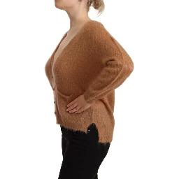 Brown Cardigan V-Neck Long Sleeve Sweater