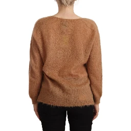 Brown Cardigan V-Neck Long Sleeve Sweater