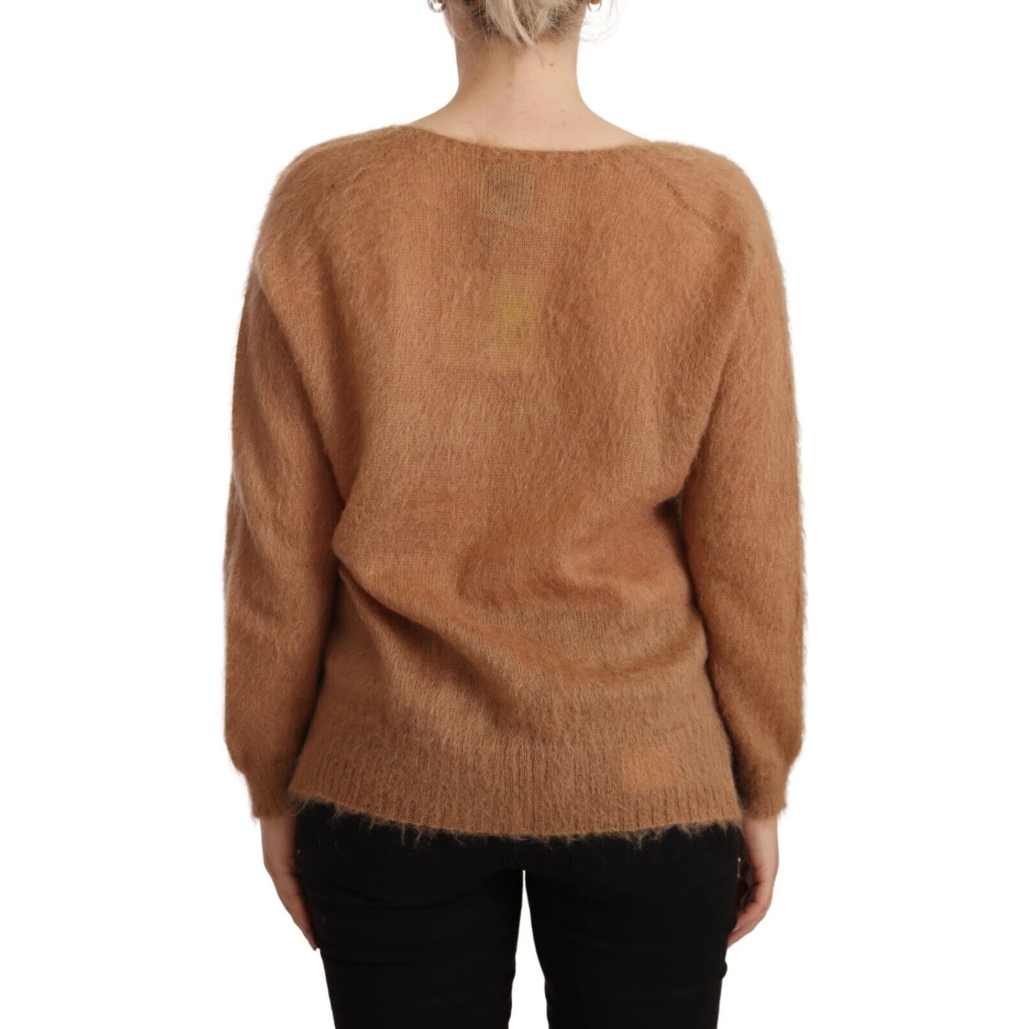 Brown Cardigan V-Neck Long Sleeve Sweater