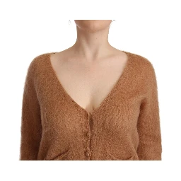 Brown Cardigan V-Neck Long Sleeve Sweater