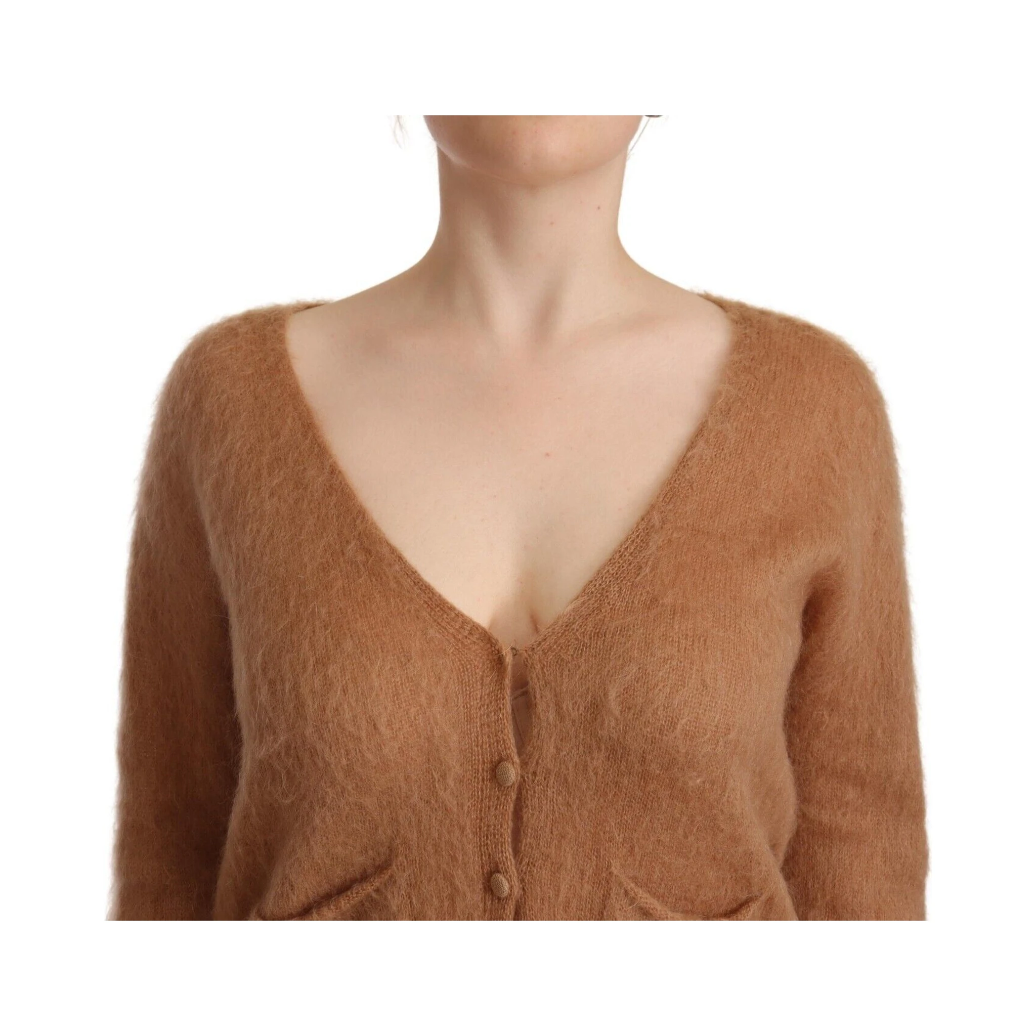 Brown Cardigan V-Neck Long Sleeve Sweater