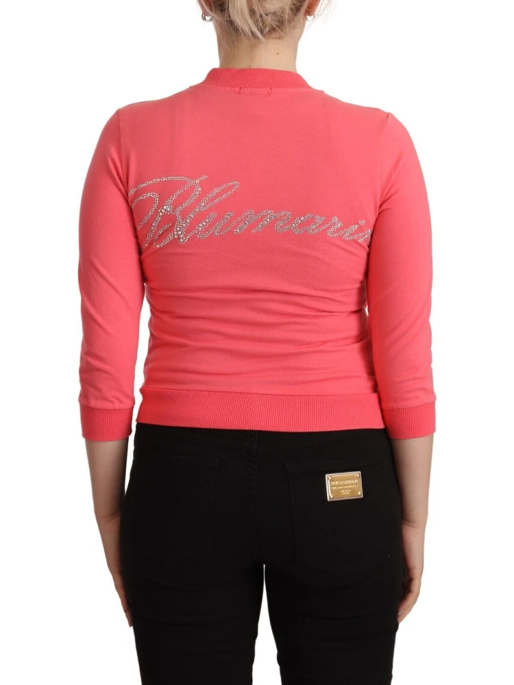 Pink 3/4 Sleeve Zip Embellished Sweater alternative