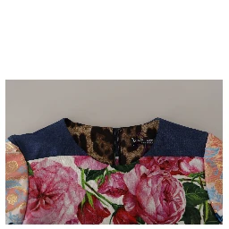 Multicolor Pachwork Floral Sheath Jaquard Mini Gown Dress