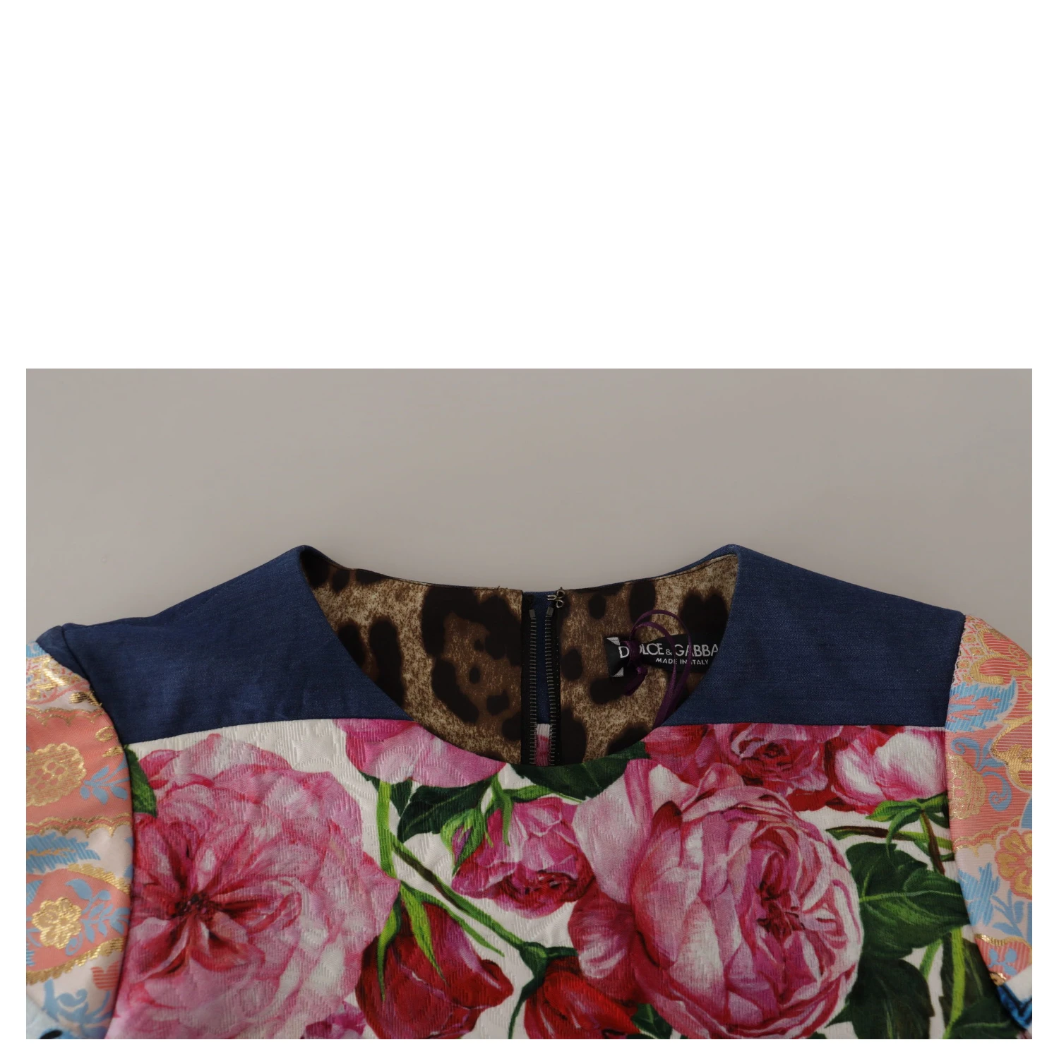 Multicolor Pachwork Floral Sheath Jaquard Mini Gown Dress
