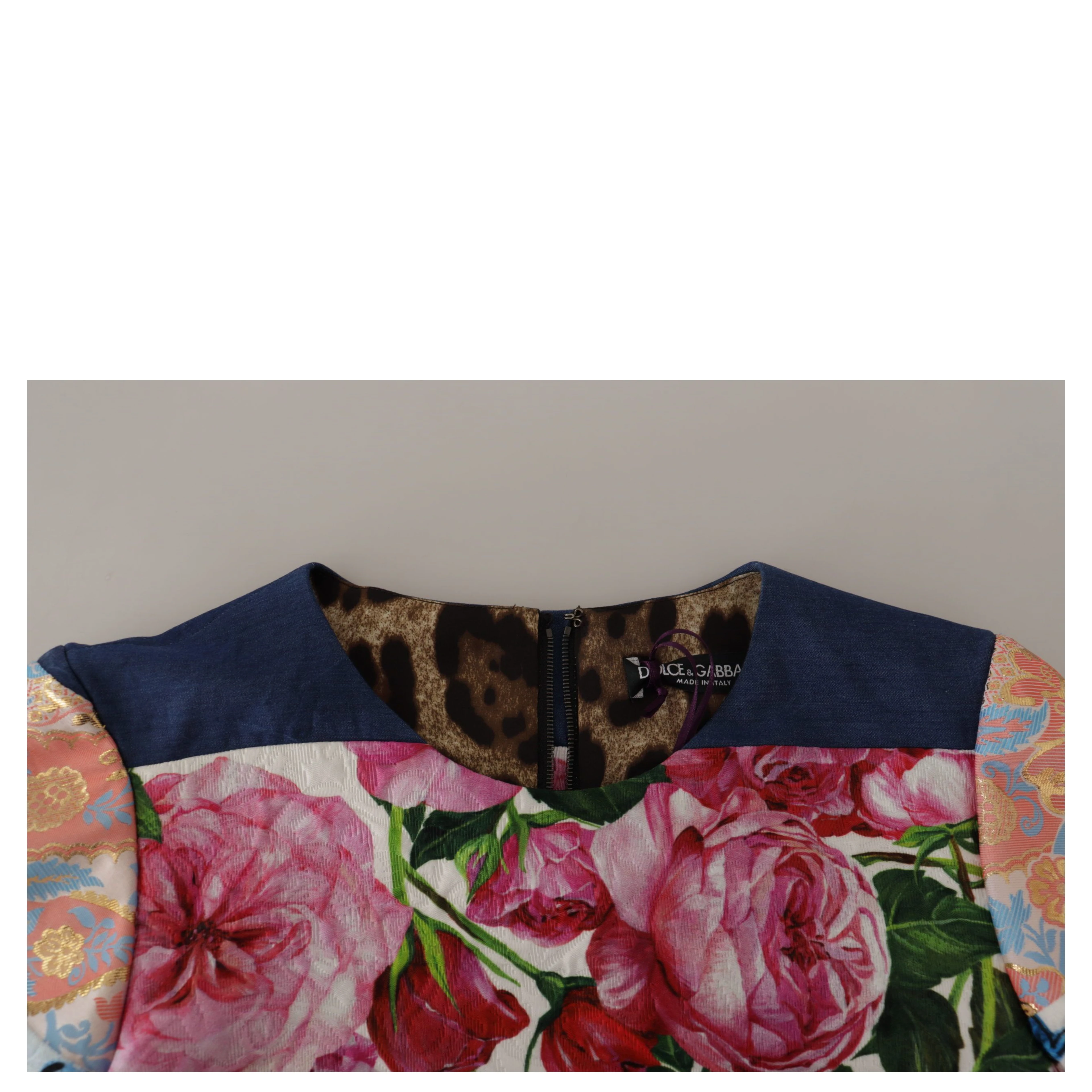 Multicolor Pachwork Floral Sheath Jaquard Mini Gown Dress