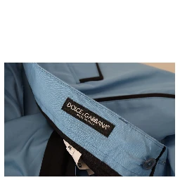 Blue Cotton Silk Trousers Chinos Pants