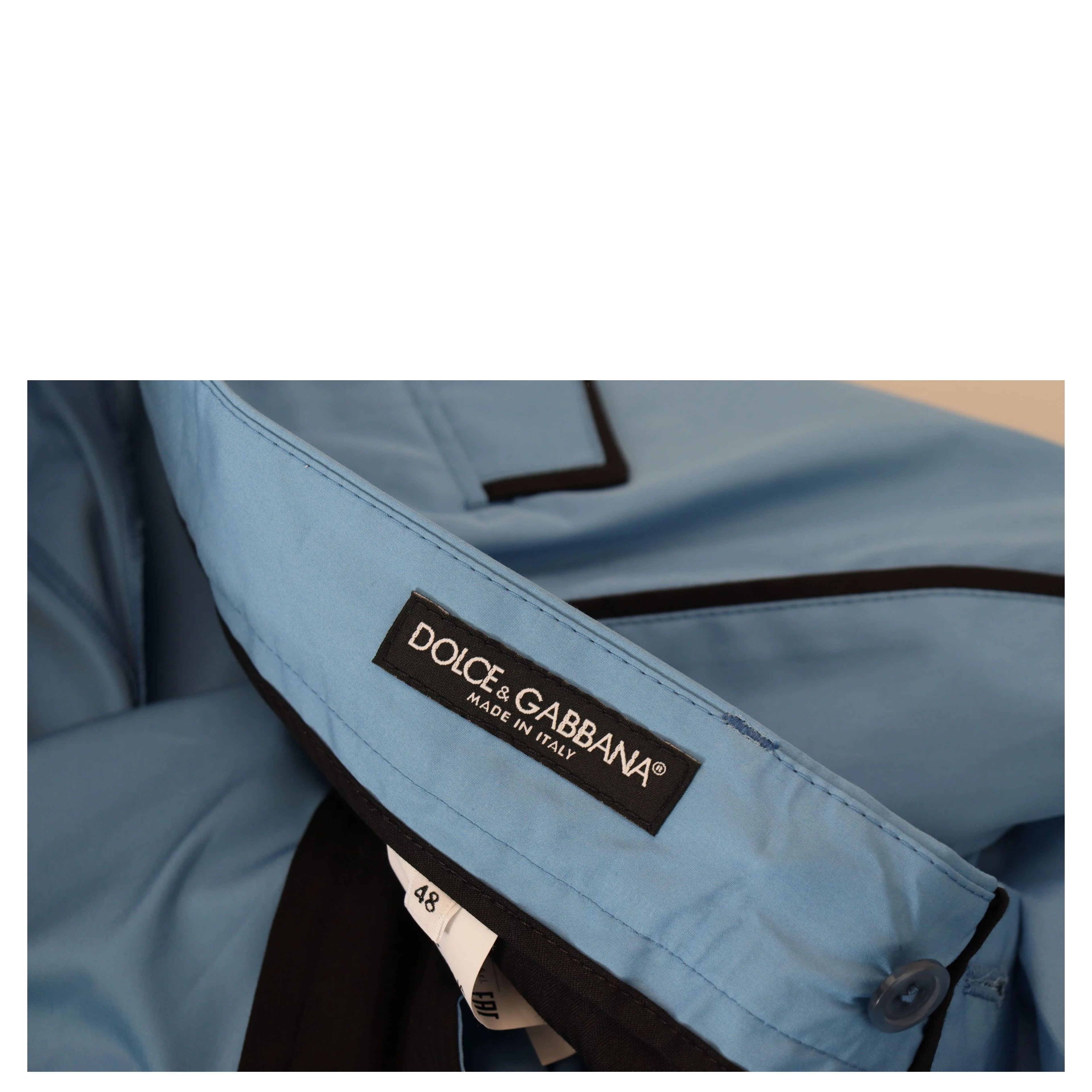 Blue Cotton Silk Trousers Chinos Pants