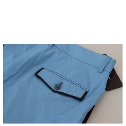 Blue Cotton Silk Trousers Chinos Pants