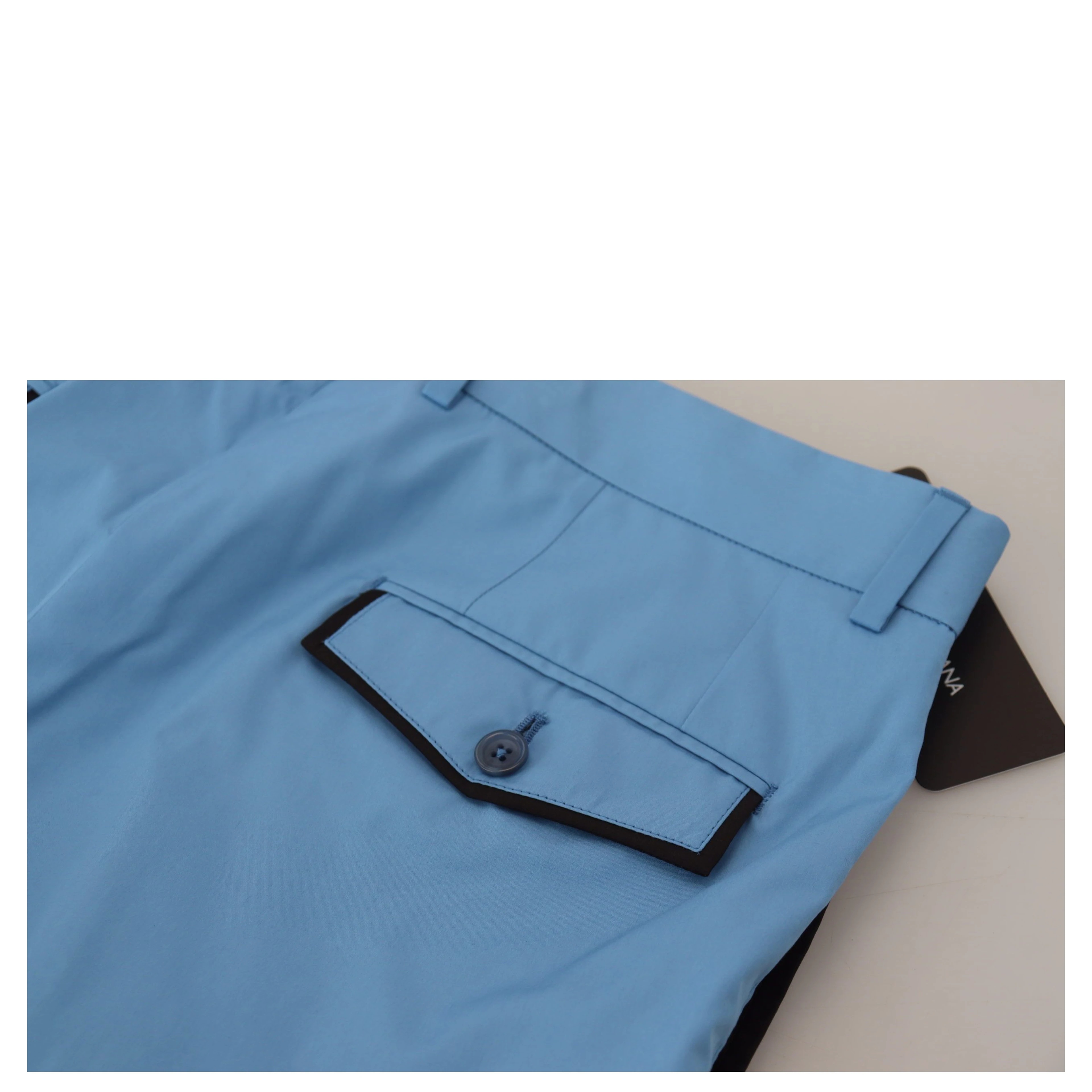 Blue Cotton Silk Trousers Chinos Pants