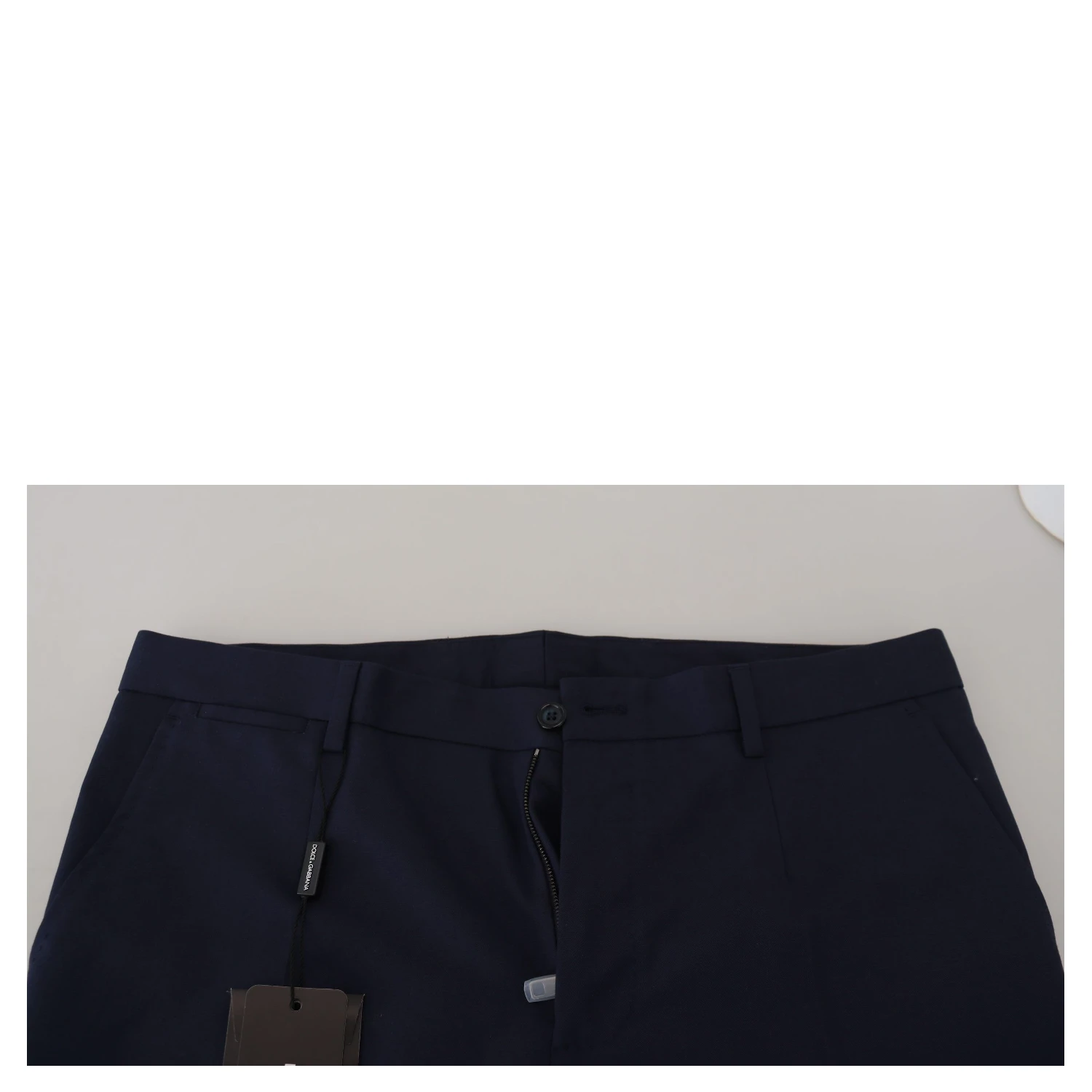 Blue Linen Cotton Slim Trousers Chinos Pants