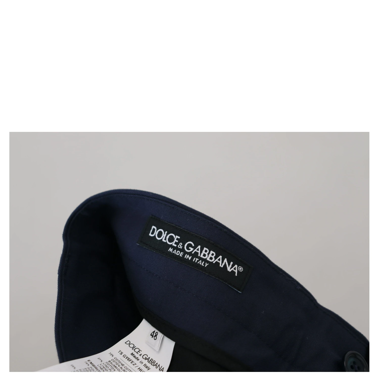 Blue Linen Cotton Slim Trousers Chinos Pants