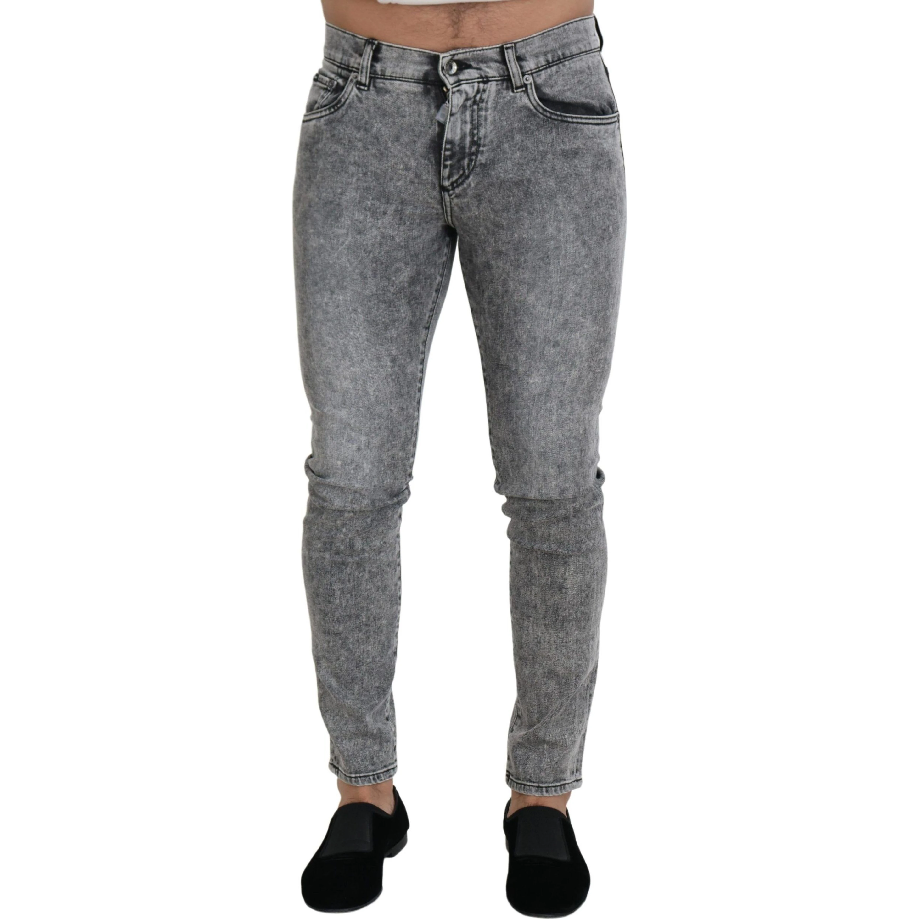 Gray Slim Fit Wash Stretch Cotton Denim Jeans