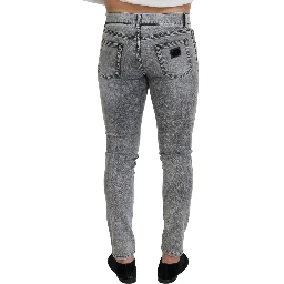 Gray Slim Fit Wash Stretch Cotton Denim Jeans