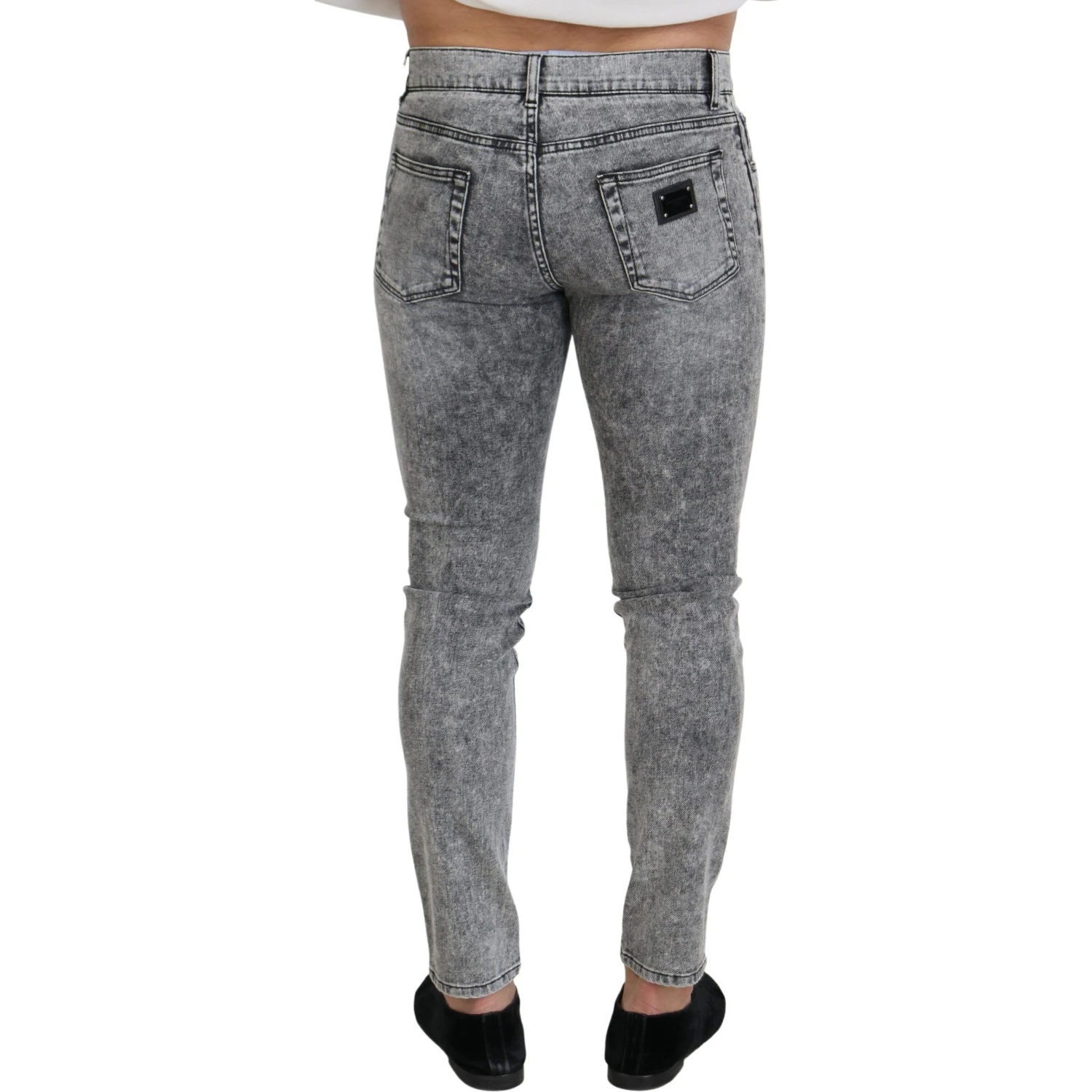 Gray Slim Fit Wash Stretch Cotton Denim Jeans