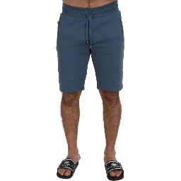 Blue Cotton Bermuda Casual Mens Shorts