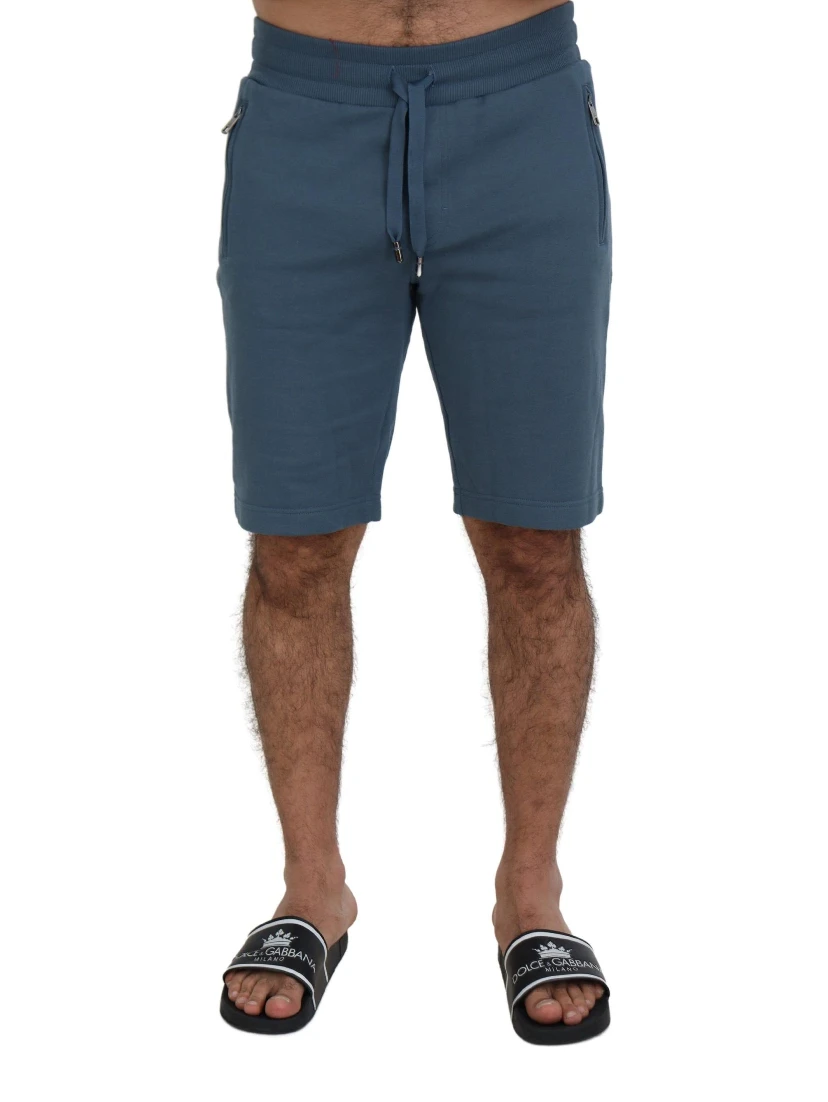 Blue Cotton Bermuda Casual Mens Shorts