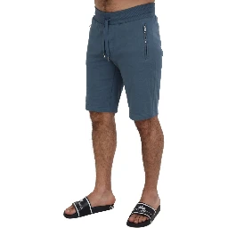 Blue Cotton Bermuda Casual Mens Shorts